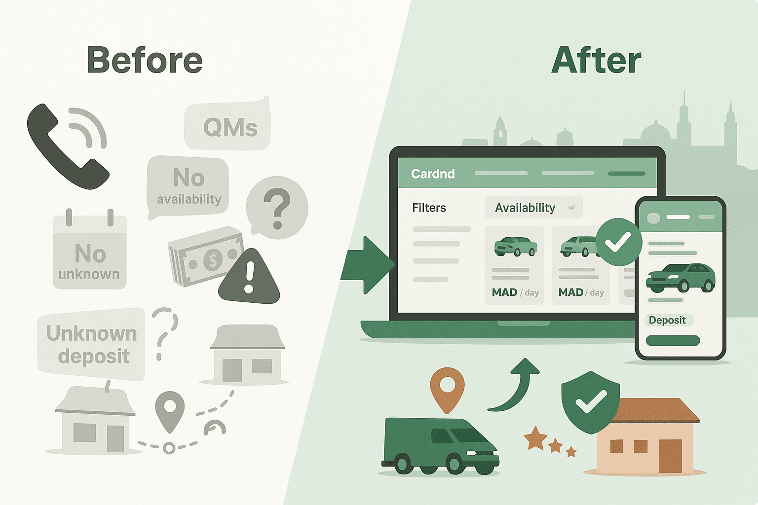 Fragmented car rental experience (placeholder visual)